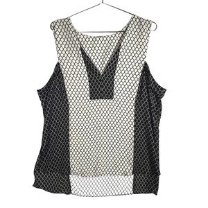 Milano Black & White Geometric Diamond Print Blouse Women’s Extra Large Preowned
